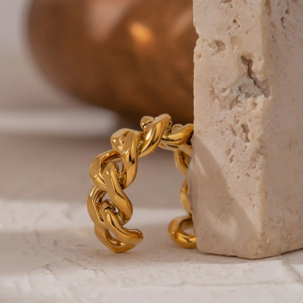 NEW 18K Gold Plated Link Chain Adjustable Ring b - Picture 5 of 6